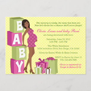 Chic Pink Green Polka Dot Modern Mom Baby Shower Invitation