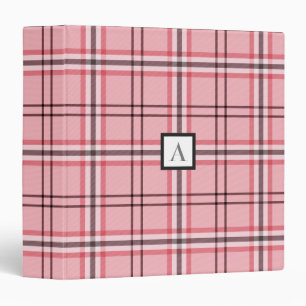 Chic Pink & Grey Plaid Fashion Pattern 3 Ring Binder