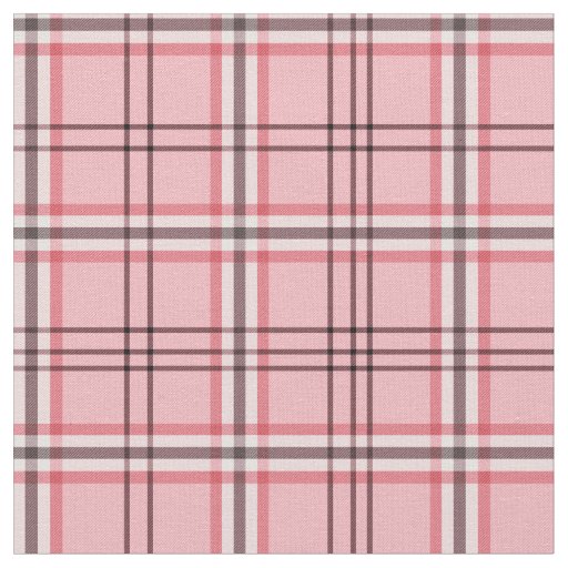 Chic Pink & Grey Plaid Fashion Pattern Fabric