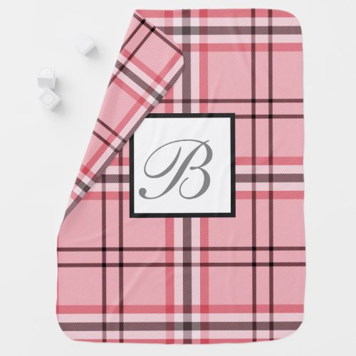 Chic Pink  Grey Plaid Fashion Pattern Girls Baby Blanket