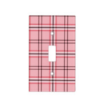 Chic Pink & Grey Plaid Fashion Pattern Light Switch Cover