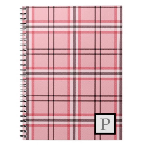 Chic Pink  Grey Plaid Fashion Pattern Notebook