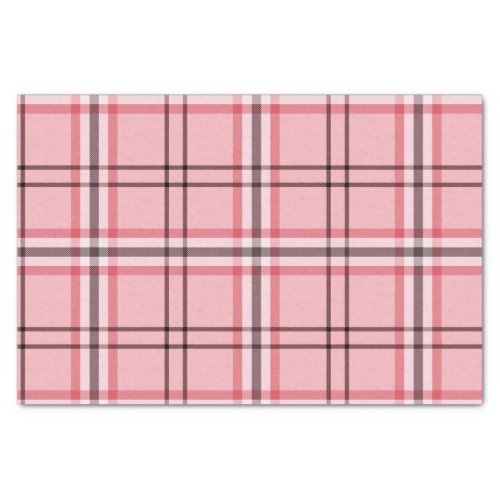 Chic Pink  Grey Plaid Fashion Pattern Party Tissue Paper