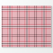 Chic Pink & Grey Plaid Fashion Pattern Party Wrapping Paper (Flat)