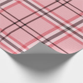 Chic Pink & Grey Plaid Fashion Pattern Party Wrapping Paper (Corner)