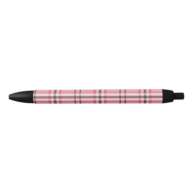 Chic Pink & Grey Plaid Fashion Pattern Pen (Front)