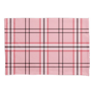 Chic Pink & Grey Plaid Fashion Pattern Pillow Case