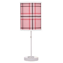 Chic Pink & Grey Plaid Fashion Pattern Table Lamp