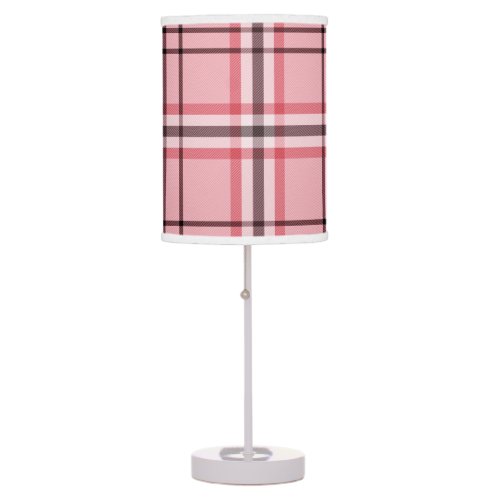 Chic Pink  Grey Plaid Fashion Pattern Table Lamp