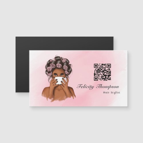 Chic Pink Hair Stylist QR Code