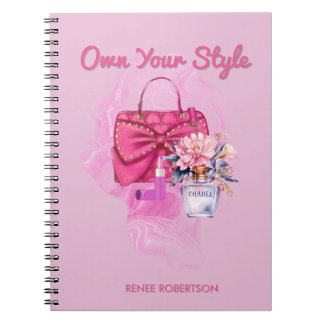 Chic Pink Handbag & Floral Design  Notebook