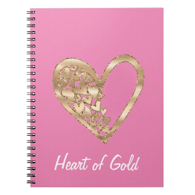 Chic Pink Heart of Gold Notebook (Front)