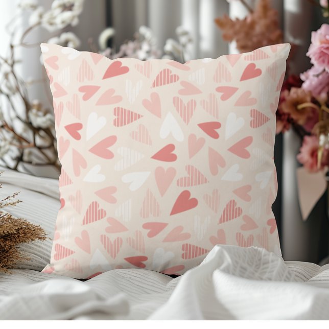 Chic Pink Hearts Pattern Valentines Day Decorative Throw Pillow (Chic Pink Hearts Pattern Valentines Day Decorative Throw Pillow)