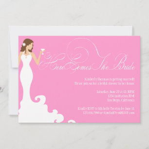 Chic Pink Here Comes the Bride Shower Invite