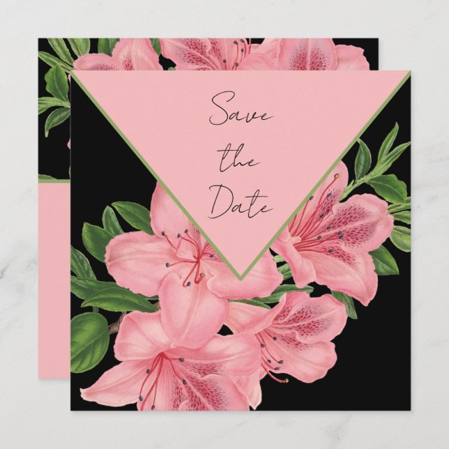Chic Pink Hibiscus Save The Date (Front/Back)