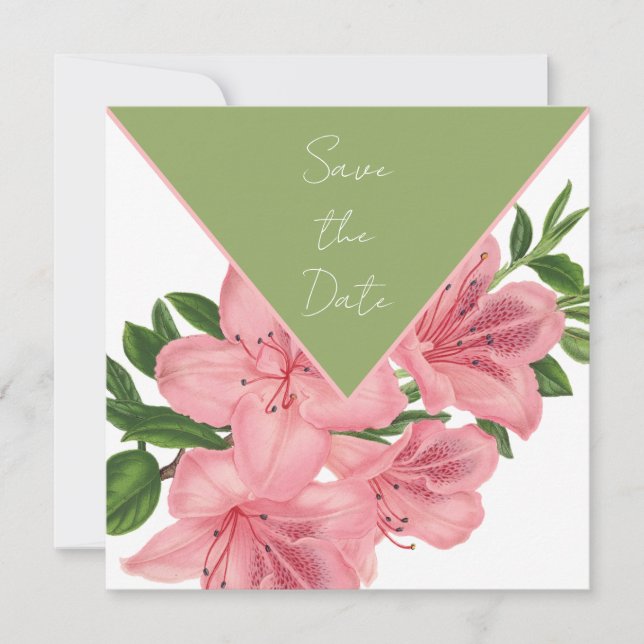 Chic Pink Hibiscus Save The Date (Front)