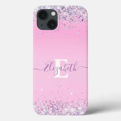 Chic Pink Holographic Glitz Glitter  iPhone 13 Case