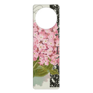 Chic Pink Hydrangea Collage Vintage Damask Art Door Hanger