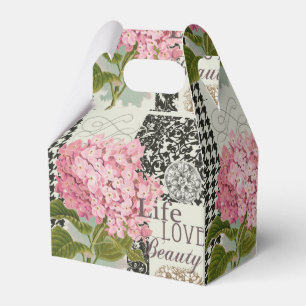 Chic Pink Hydrangea Collage Vintage Damask Art Favor Boxes