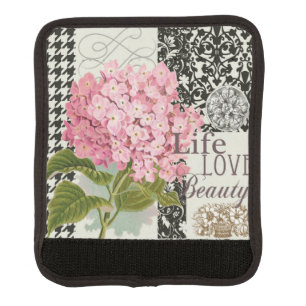 Chic Pink Hydrangea Collage Vintage Damask Art Luggage Handle Wrap