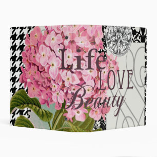 Chic Pink Hydrangea Collage Vintage Damask Art Mini Binder