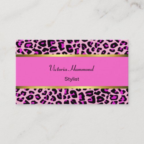 Chic Pink Jaguar Print Business Card