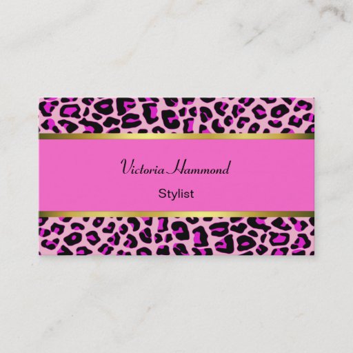 Customizable Chic Pink Jaguar Print Business Card