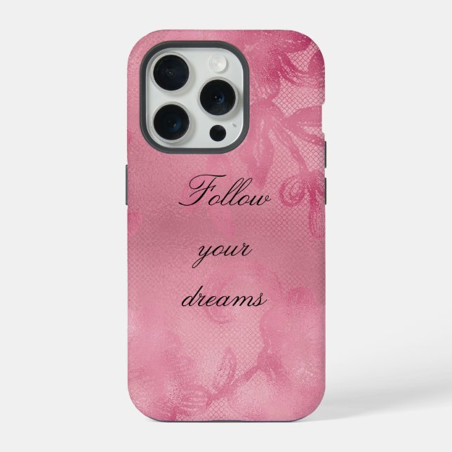 Chic Pink Lace Iphone Case (Back)