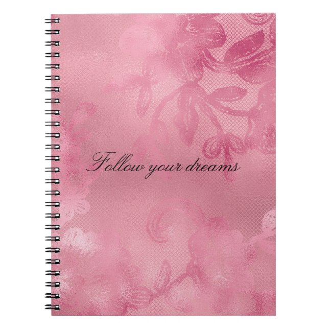 Chic Pink Lace Notebook (Front)