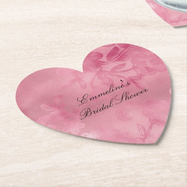 Chic Pink Lace Paper Coaster (Angled)