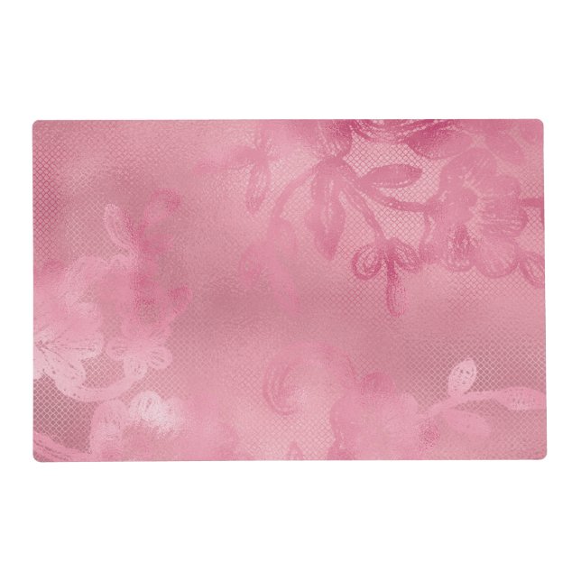 Chic Pink Lace Placemat (Front)