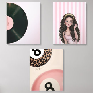 Chic Pink & Leopard Canvas Set Acrylic Photo Tile