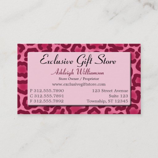 Customizable Chic Pink Leopard Print Business Cards