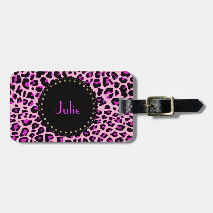 Chic Pink Leopard Print Luggage Tag