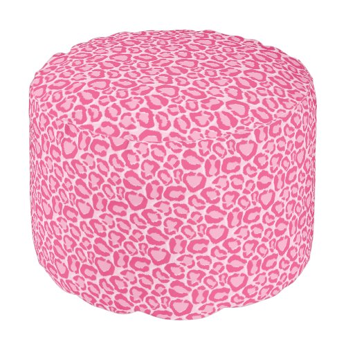 Chic Pink Leopard Print Pouf