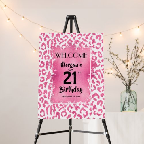 Chic Pink Leopard Print Welcome Foam Board