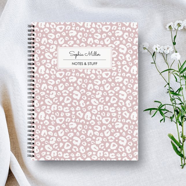 Chic Pink Leopard Skin Pattern Monogram Notebook (Creator Uploaded)