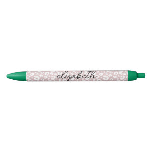 Chic Pink Leopard Skin Pattern Monogram Pen