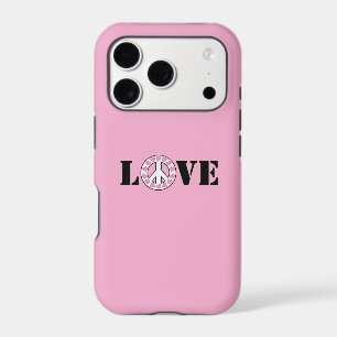 Chic Pink Love Peace Hearts iPhone 17 Pro Case