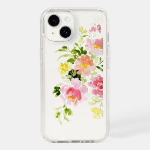 Chic pink lush watercolor floral flowers speck iPhone 14 case