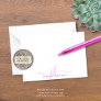 Chic Pink Magenta Script Monogram Initials Note Card