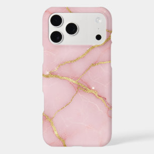 Chic Pink Marble Gold Glitter Kintsugi iPhone 17 Pro Max Case