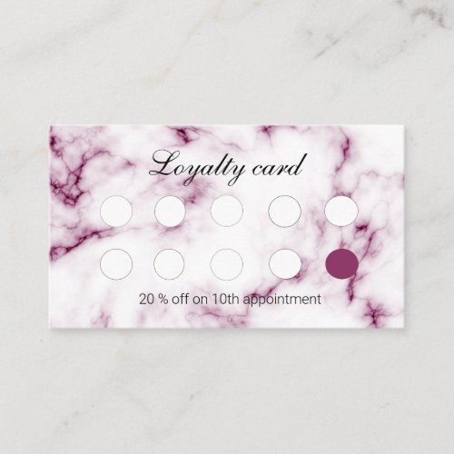 Chic Pink Marble Nail Salon Loyalty Card Custom