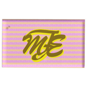 Chic Pink MEF Monogram Geometric Table Card Holder