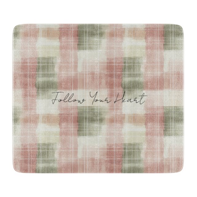 Chic Pink Mint Cream Plaid Stripes   Cutting Board (Front)