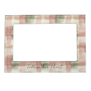 Chic Pink Mint Cream Plaid Stripes   Magnetic Frame