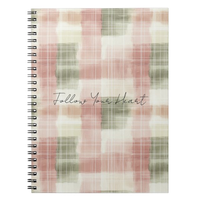 Chic Pink Mint Cream Plaid Stripes   Notebook (Front)