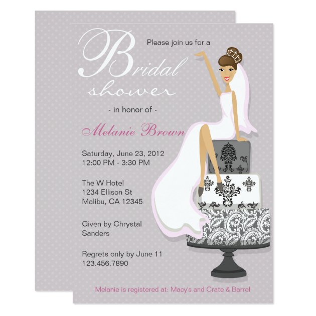 Chic Pink Modern Bride Contemporary Bridal Shower Invitation