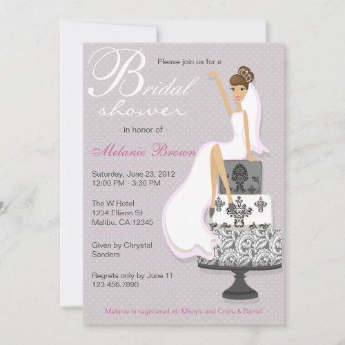 Chic Pink Modern Bride Contemporary Bridal Shower Personalized Invitation