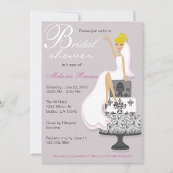 Chic Pink Modern Bride Contemporary Bridal Shower Invitation by InvitationBlvd at Zazzle